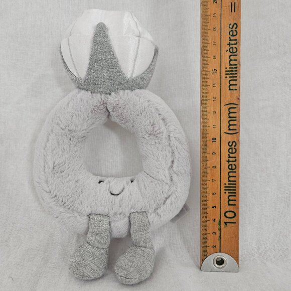 Jellycat Amuseables Diamond Ring Plush Rattle – Silver Gray Baby Toy - Picture 2 of 11